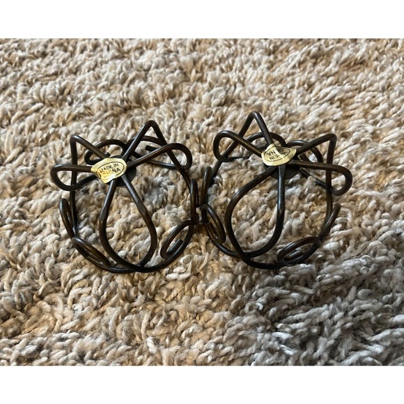 2 Pack Black Mini Candle Holders - Unique Metal Designs - Picture 3 of 5